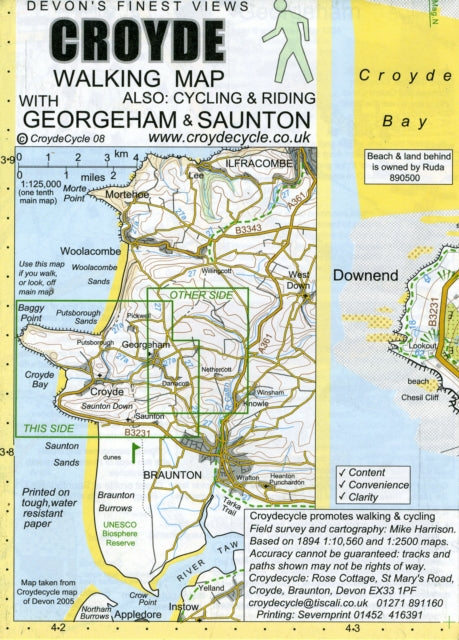 Croyde Walking Map : Georgeham & Saunton : 08-9780955016899