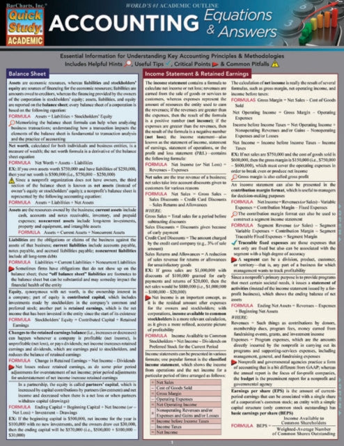 Accounting Equations & Answers-9781423218173