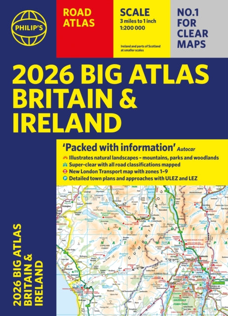 2026 Philip's Big Road Atlas of Britain & Ireland : (A3 Paperback)-9781849077149