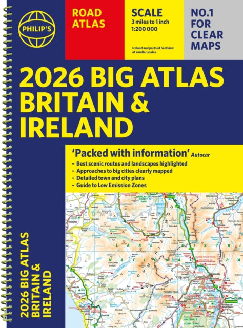 2026 Philip's Big Road Atlas of Britain & Ireland : (A3 Spiral Bound)-9781849077156