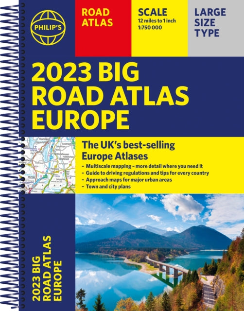 2023 Philip's Big Road Atlas Europe : (A3 Spiral binding)-9781849075534
